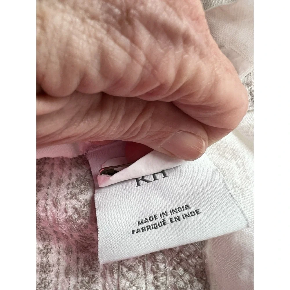 Restoration Hardware MILOU EMBROIDERED  LINEN Queen Sheet Set w/ 1 Standard Sham